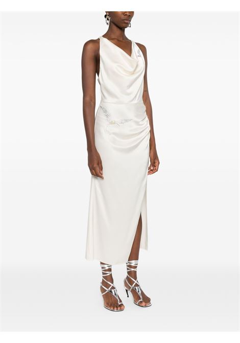 Abito con cristalli e spacco in bianco David koma - donna DAVID KOMA | SS25DK37DOFFWHTSLVR